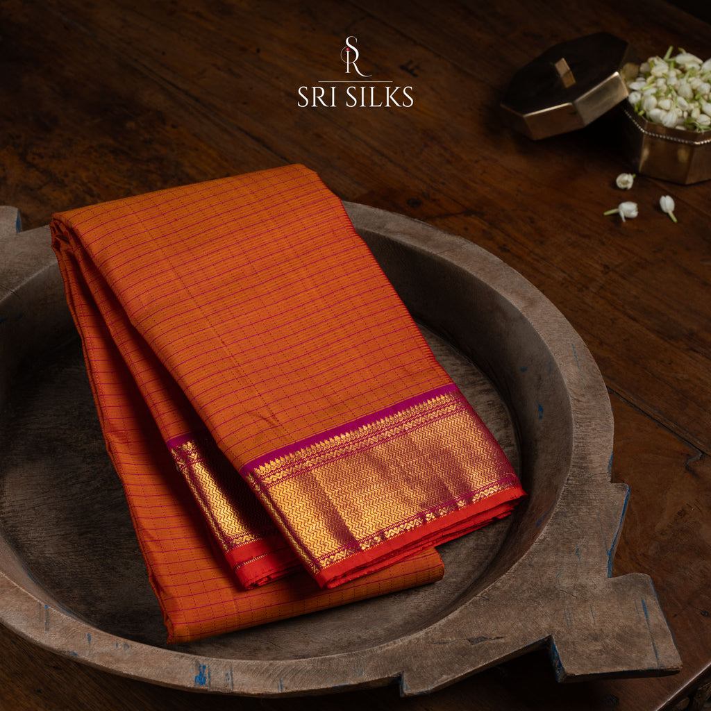 Pure Kanjivaram Silk Saree in Rani Pink with Gold Zari SRI-KAN-260813-004