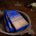 Royal Blue Kanjivaram Silk Saree with Gold Zari Checks and Buttas  SRI-SILKS-SJP-012