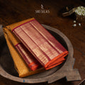 Kanjivaram Silk Saree in Golden Yellow with Crimson Red Zari Pallu SS-KS-GYCR-036