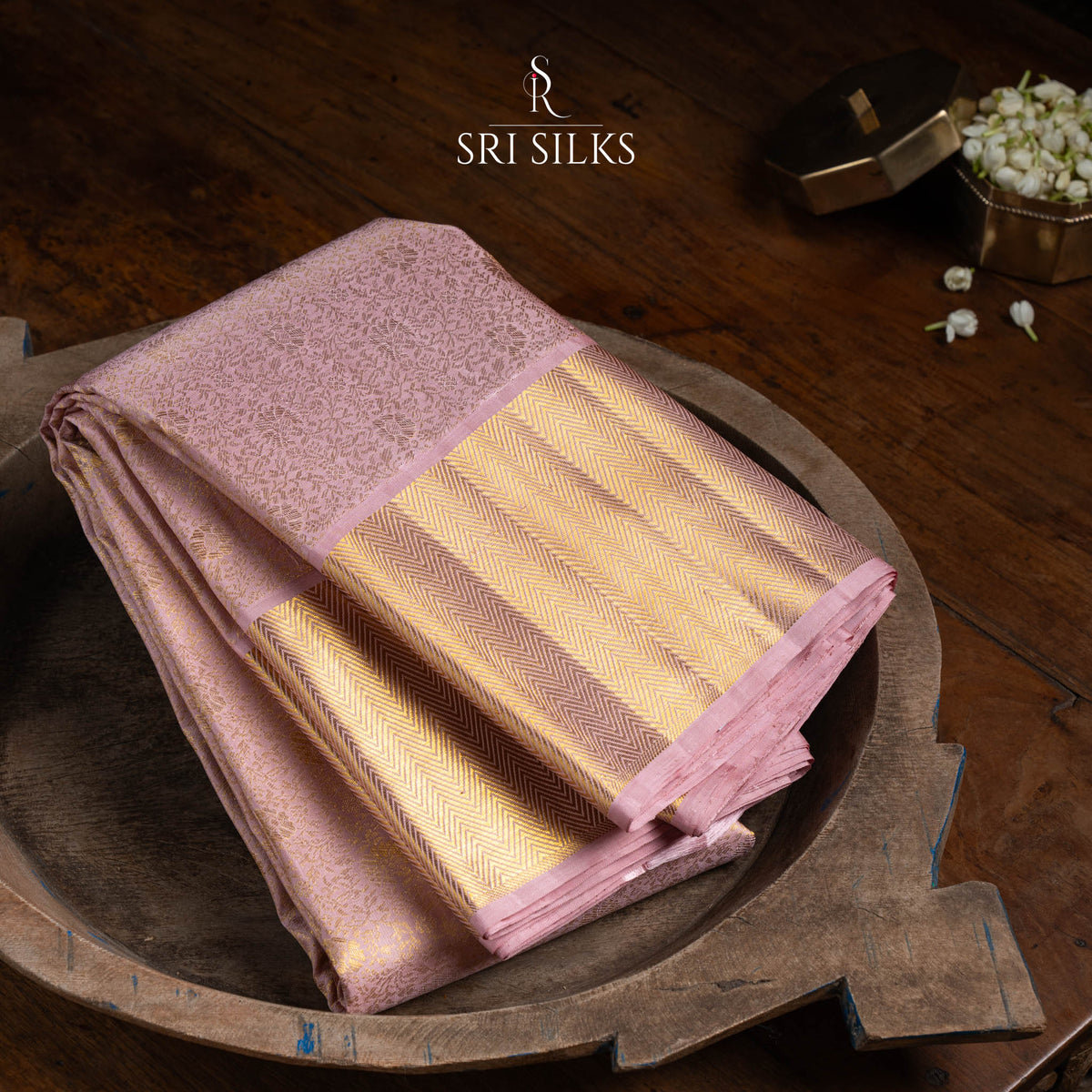 Pure Kanjivaram Silk Saree in Dusty Rose with Gold Zari  SRKJ-DRGZ-041