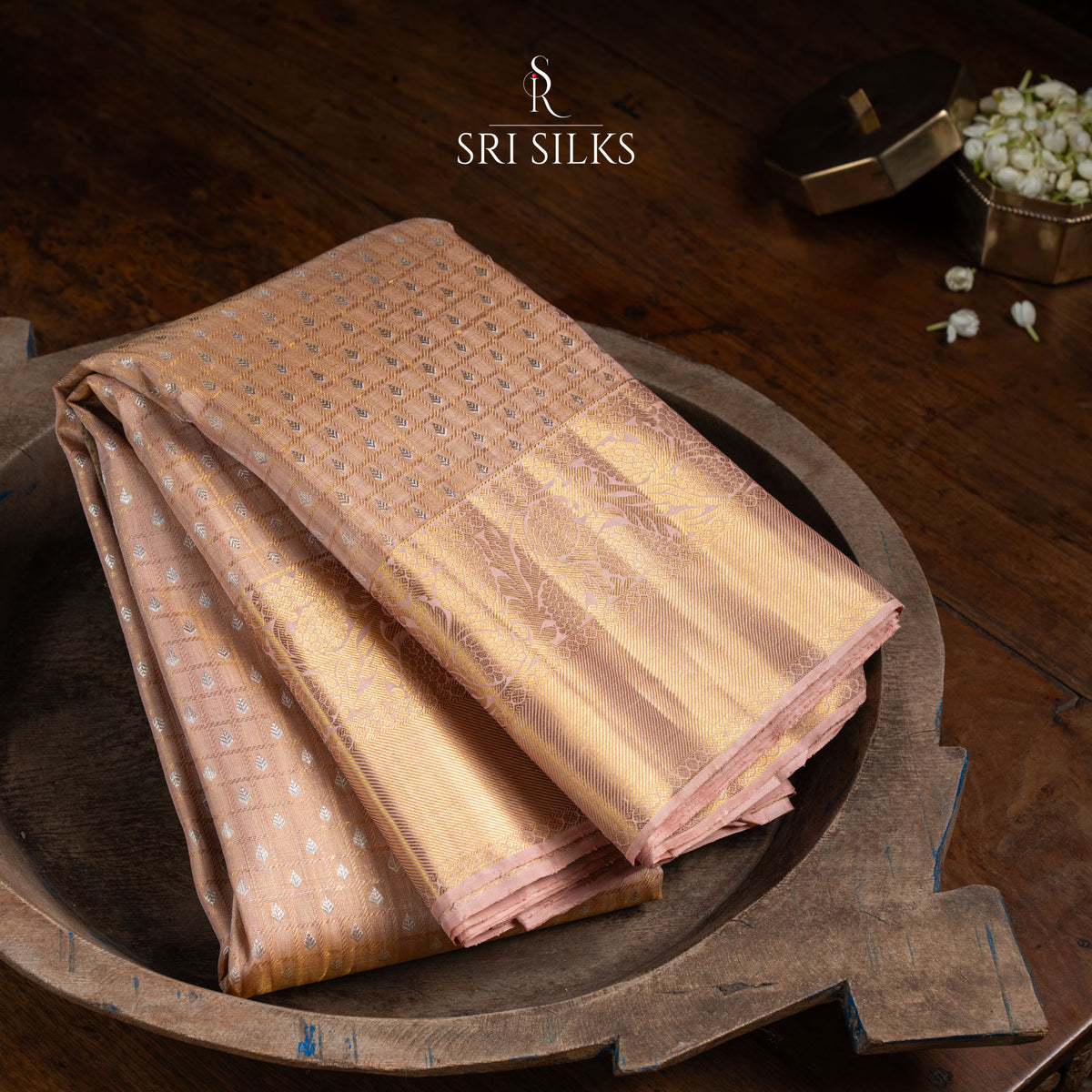 Kanjivaram Silk Saree in Rose Brown with Antique Gold Zari  SRS-KVS-RBAG-049