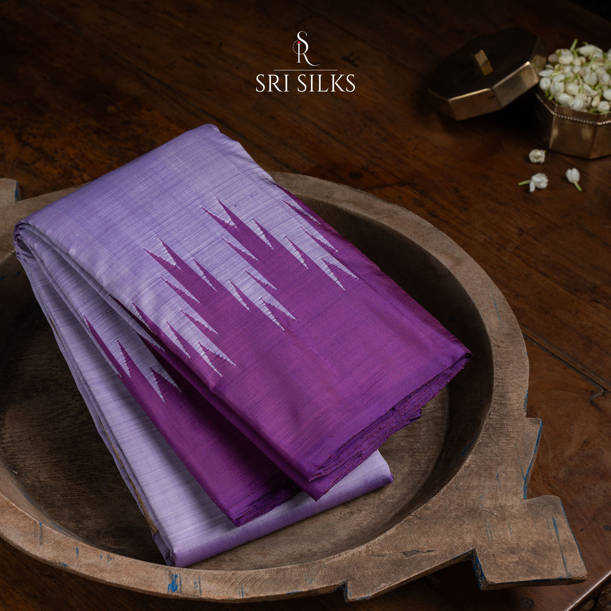 Pure Kanjivaram Silk Saree in Lavender with Purple Temple Border SK-KS-LVPR-062