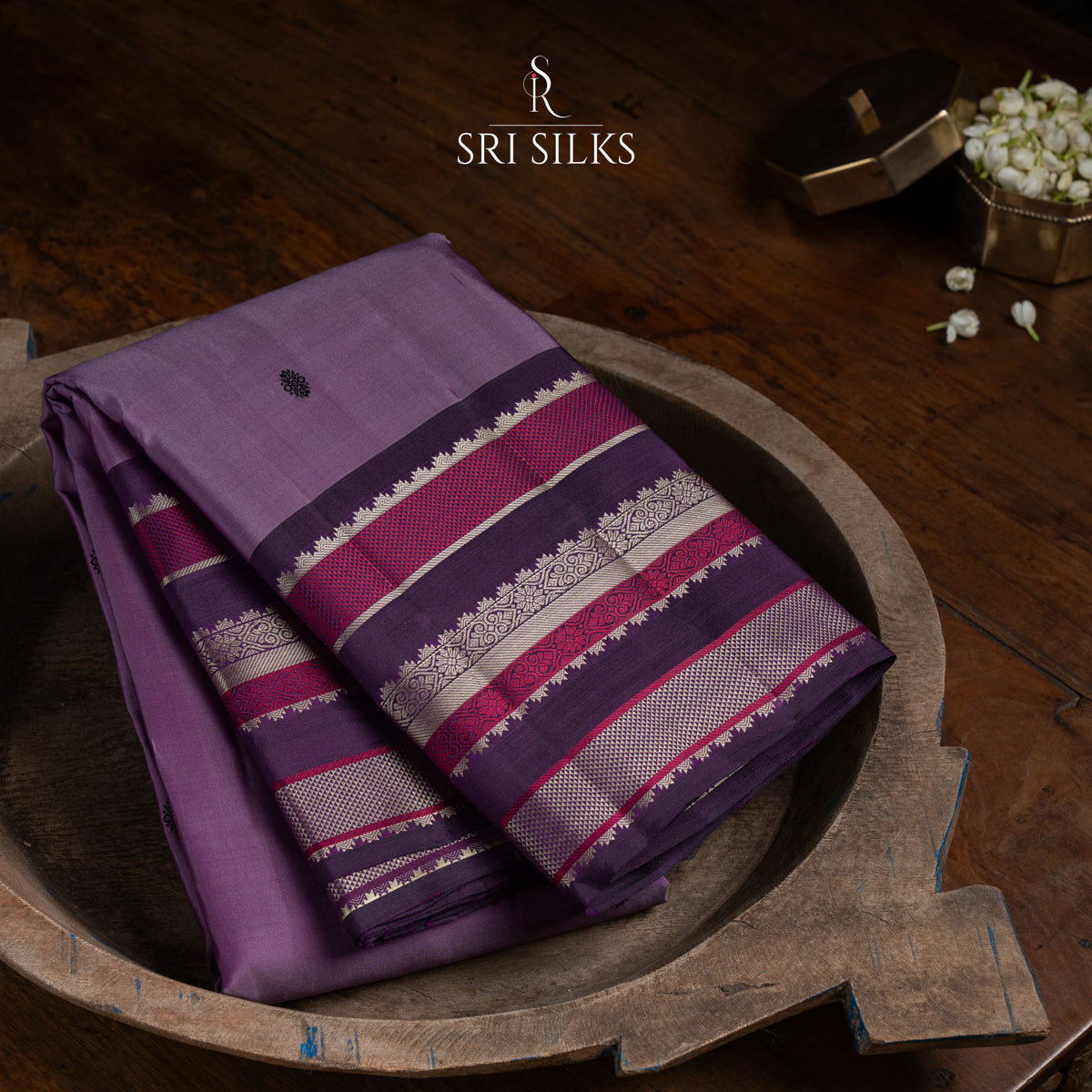 Kanjivaram Silk Saree in Purple with Maroon Zari Border SK-KS-PRPL-063