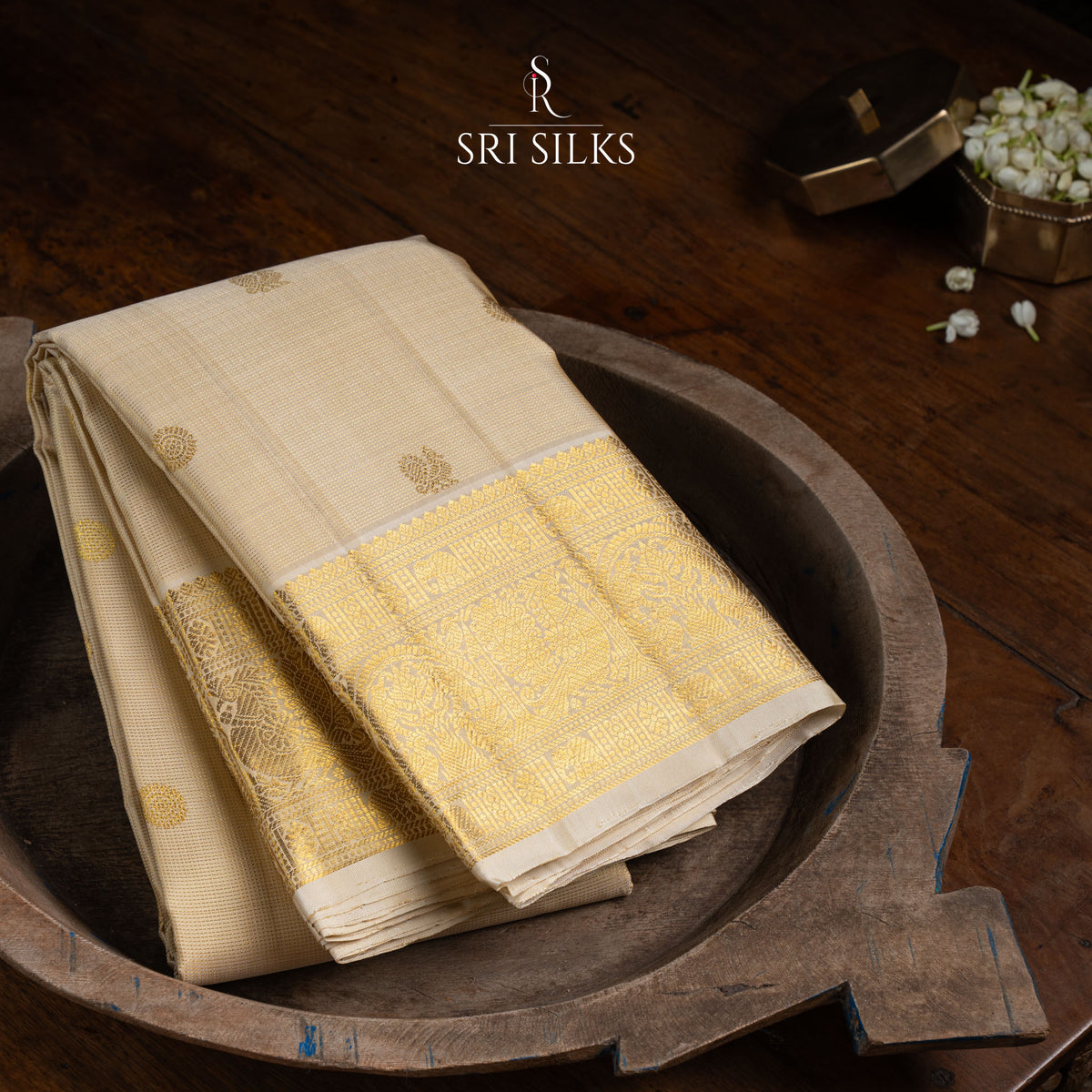 Kanjivaram Silk Saree in Beige Gold with Rich Gold Zari SK-KS-BEIG-068