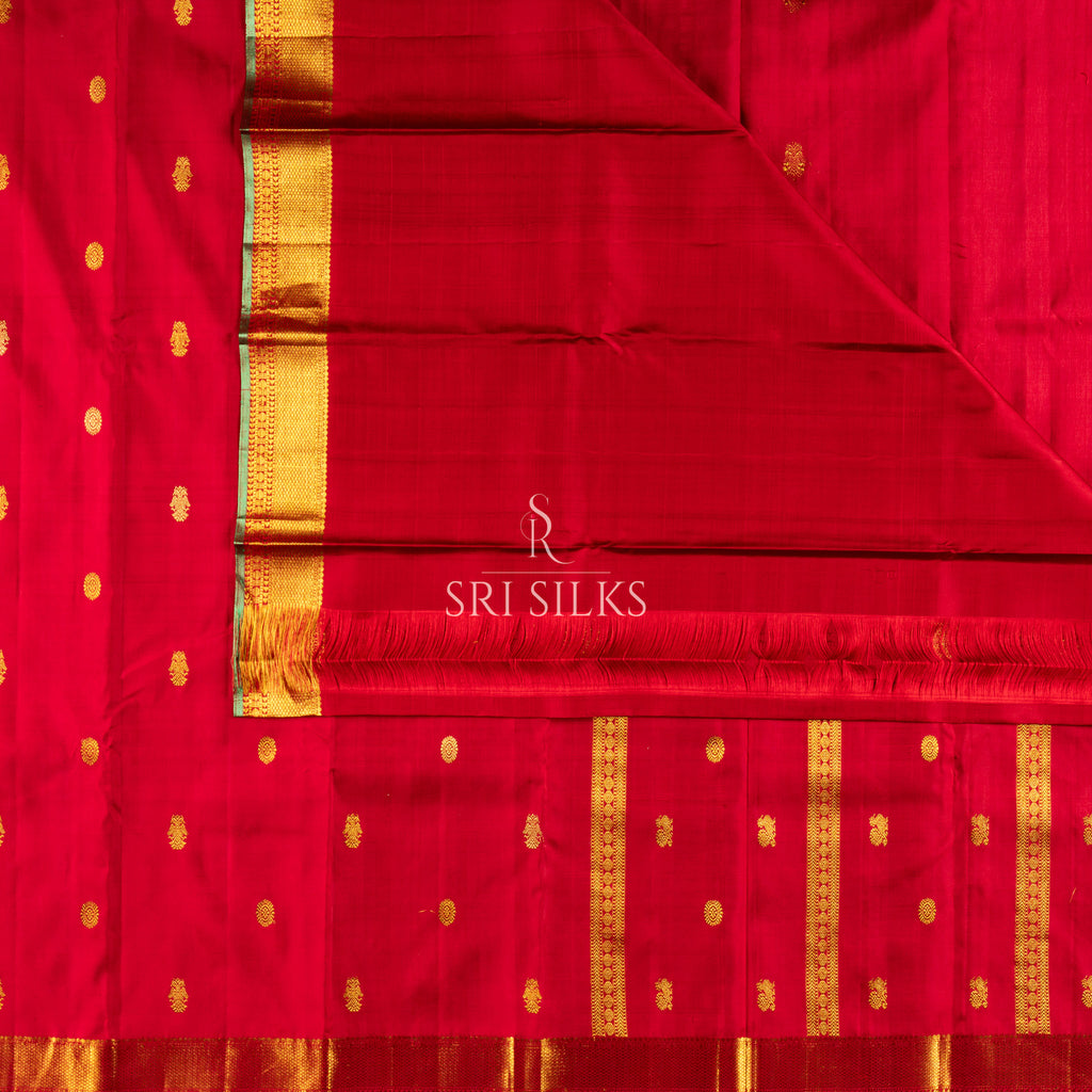 Kanjivaram Silk Saree in Crimson Red with Gold Zari SS-KS-RM-038