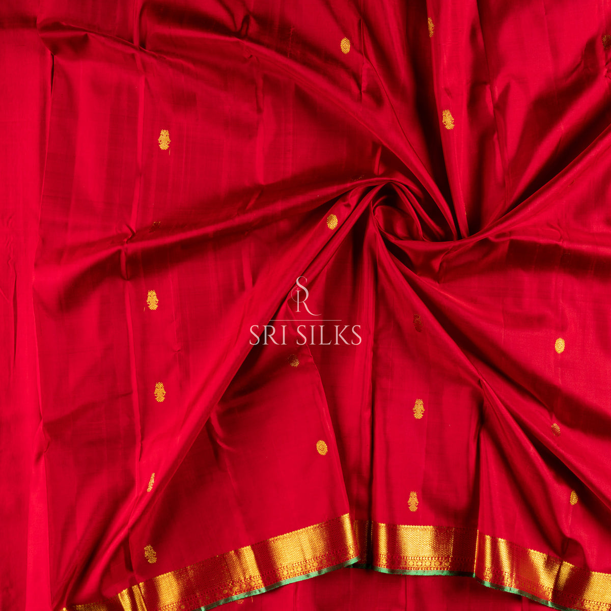 Kanjivaram Silk Saree in Crimson Red with Gold Zari SS-KS-RM-038