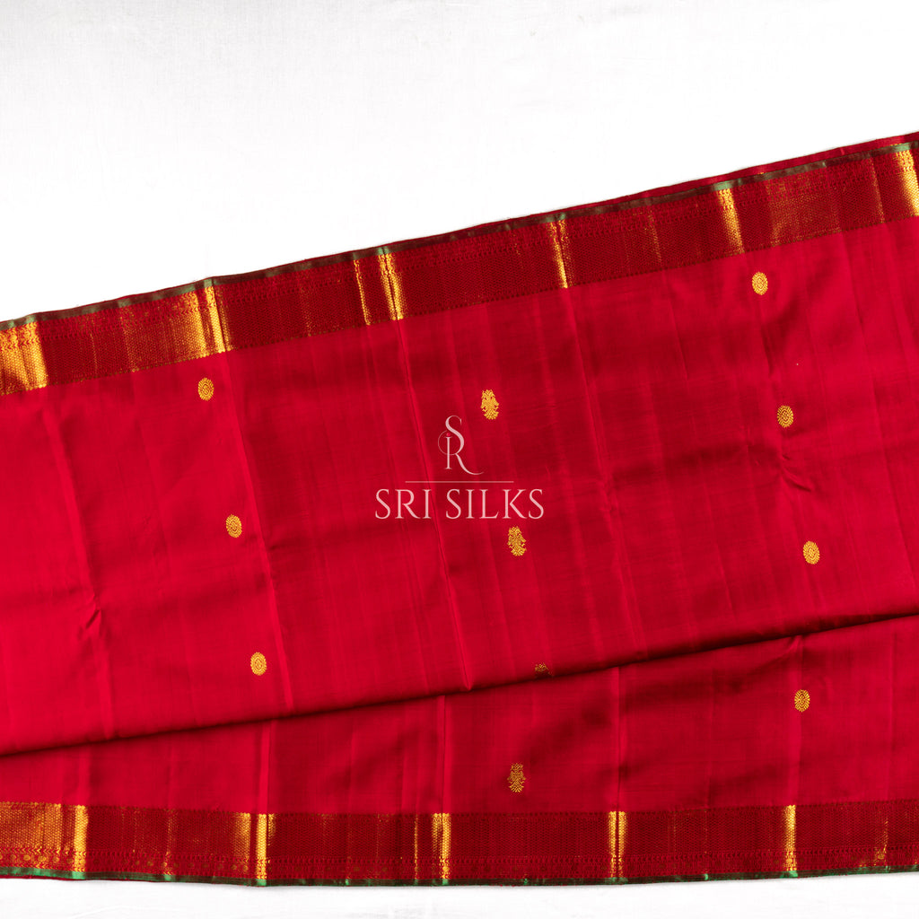 Kanjivaram Silk Saree in Crimson Red with Gold Zari SS-KS-RM-038