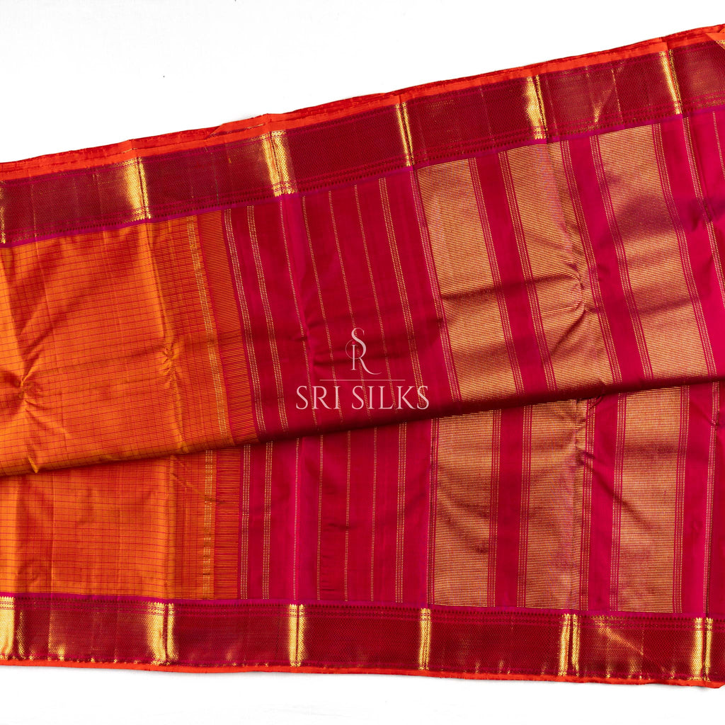 Pure Kanjivaram Silk Saree in Rani Pink with Gold Zari SRI-KAN-260813-004