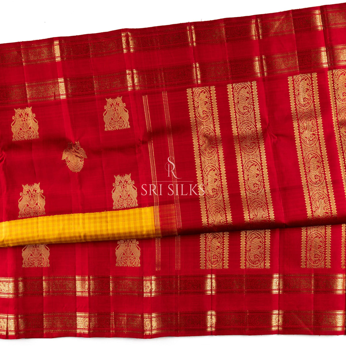 Pure Kanjivaram Silk Saree in Crimson Red with Gold Zari  UID Code  SRS-KS-20260812-071
