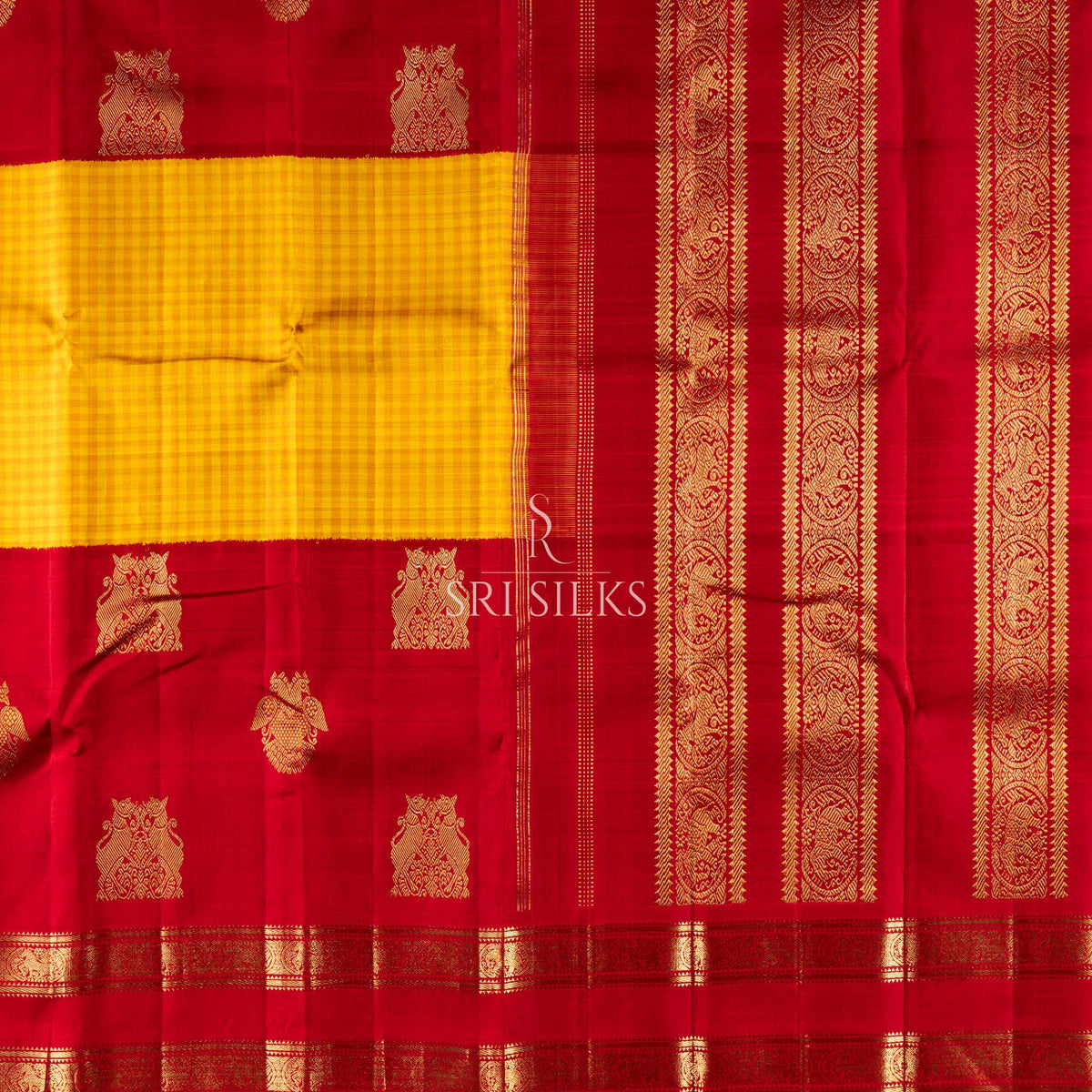 Pure Kanjivaram Silk Saree in Crimson Red with Gold Zari  UID Code  SRS-KS-20260812-071