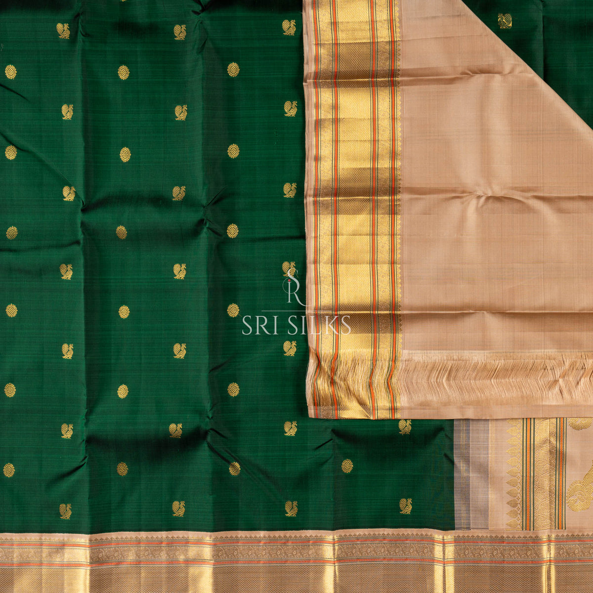 Kanjivaram Silk Saree in Emerald Green with Gold Zari SSK-KS-EGRN-026