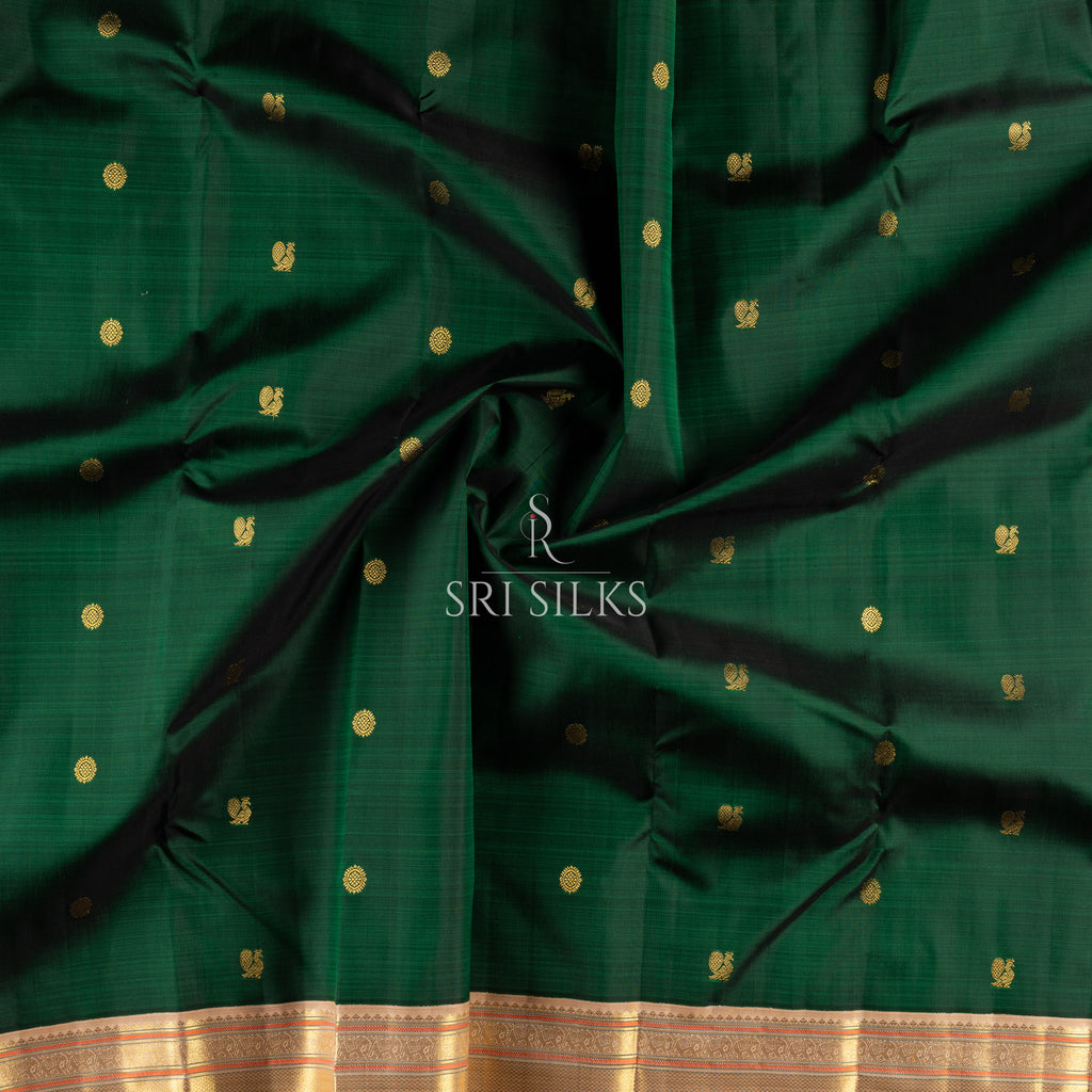 Kanjivaram Silk Saree in Emerald Green with Gold Zari SSK-KS-EGRN-026