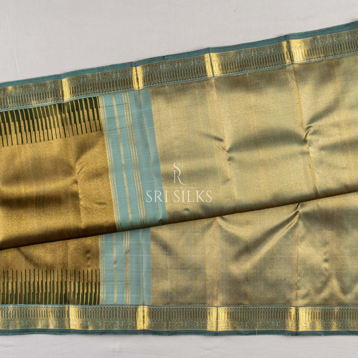 Kanjivaram Silk Saree in Antique Gold & Olive with Gold Zari SK-KS-OLGD-057