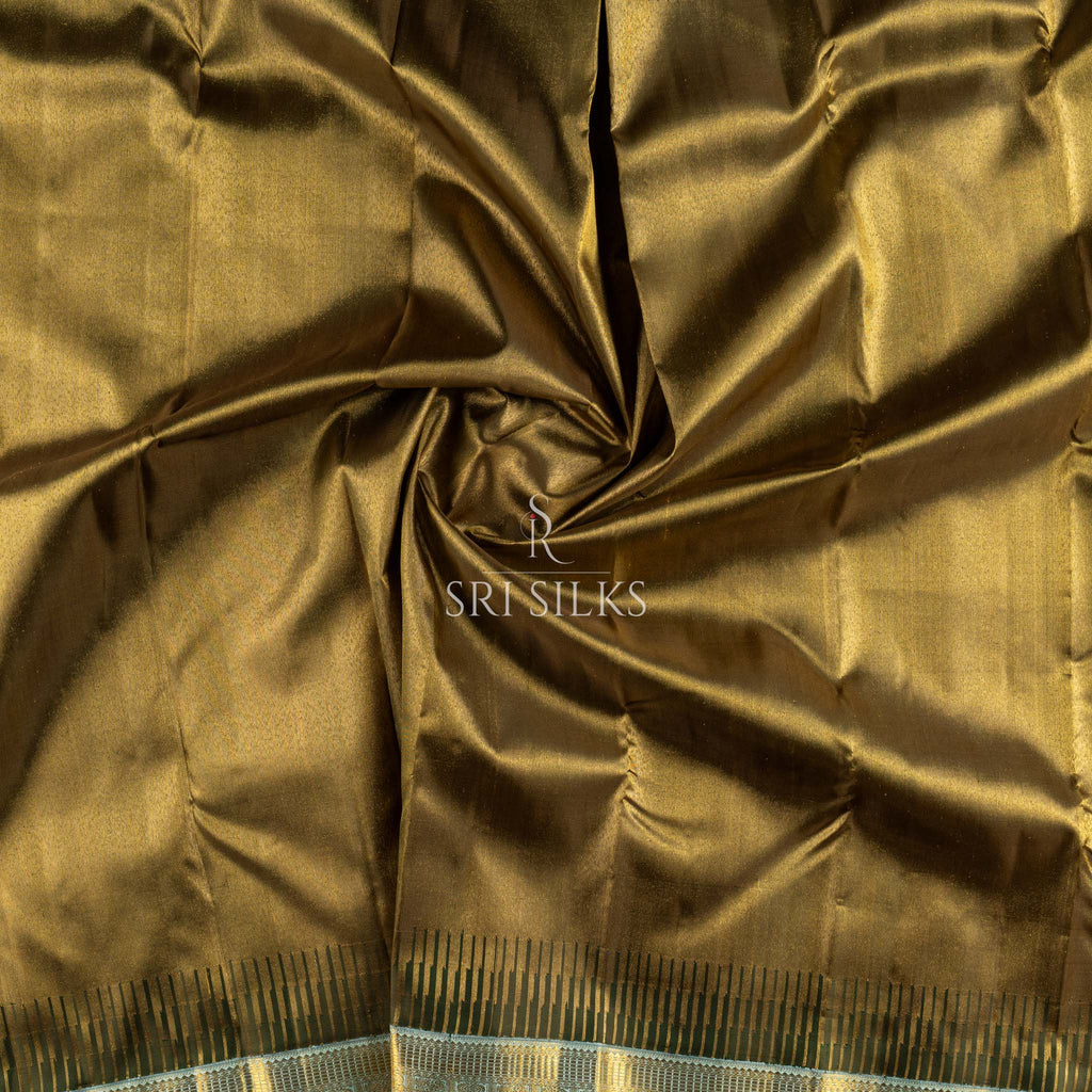 Kanjivaram Silk Saree in Antique Gold & Olive with Gold Zari SK-KS-OLGD-057