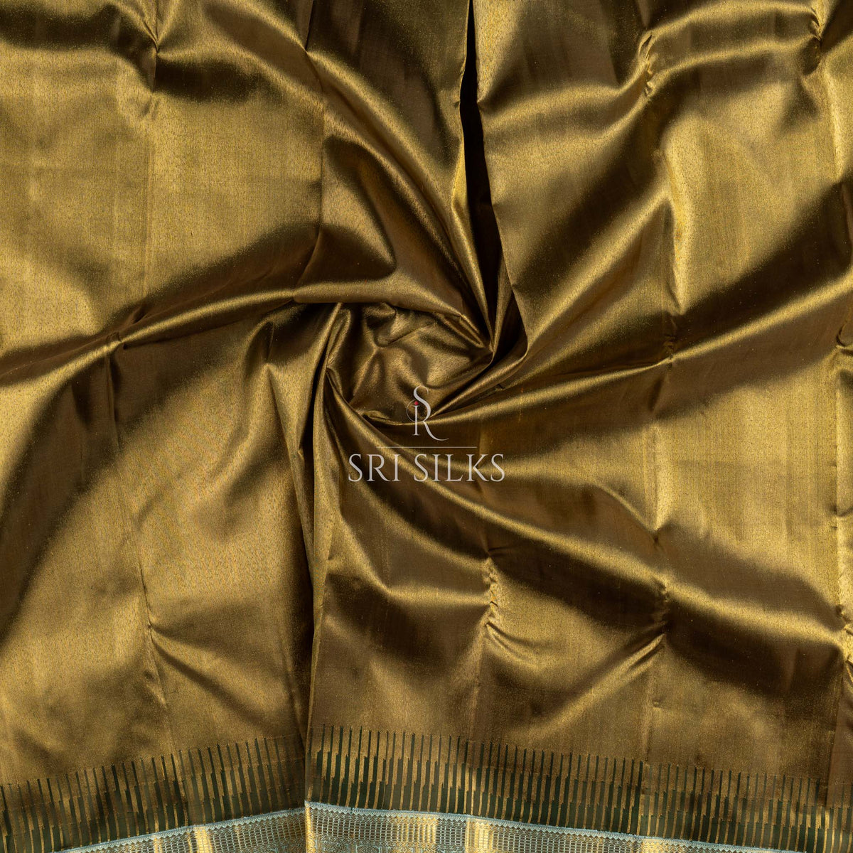 Kanjivaram Silk Saree in Antique Gold & Olive with Gold Zari SK-KS-OLGD-057