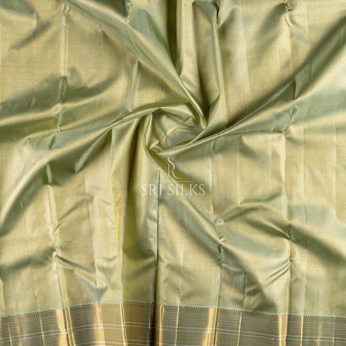 Kanjivaram Silk Saree in Sage Green with Antique Gold Zari SK-KS-SAGE-066