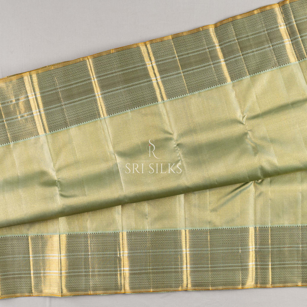 Kanjivaram Silk Saree in Sage Green with Antique Gold Zari SK-KS-SAGE-066