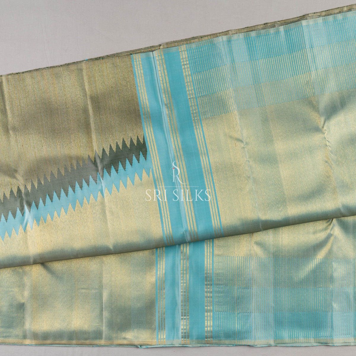Srisilks Sky Blue with Full Zari Gold Kanjivaram Silk Saree SK-KS-AGAB-053
