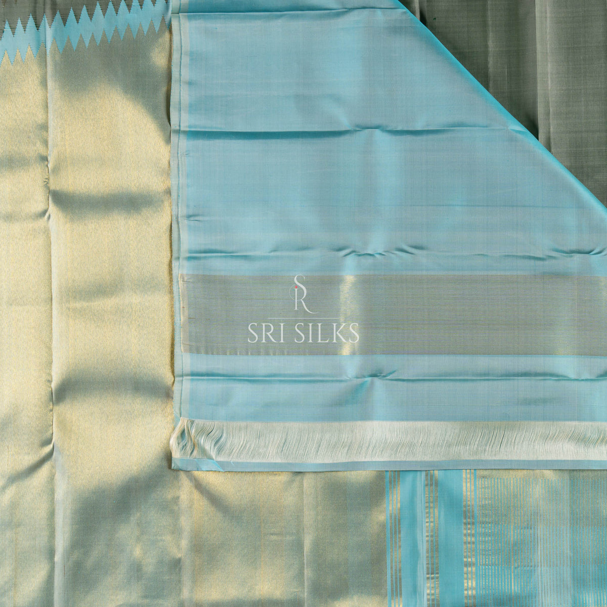 Srisilks Sky Blue with Full Zari Gold Kanjivaram Silk Saree SK-KS-AGAB-053