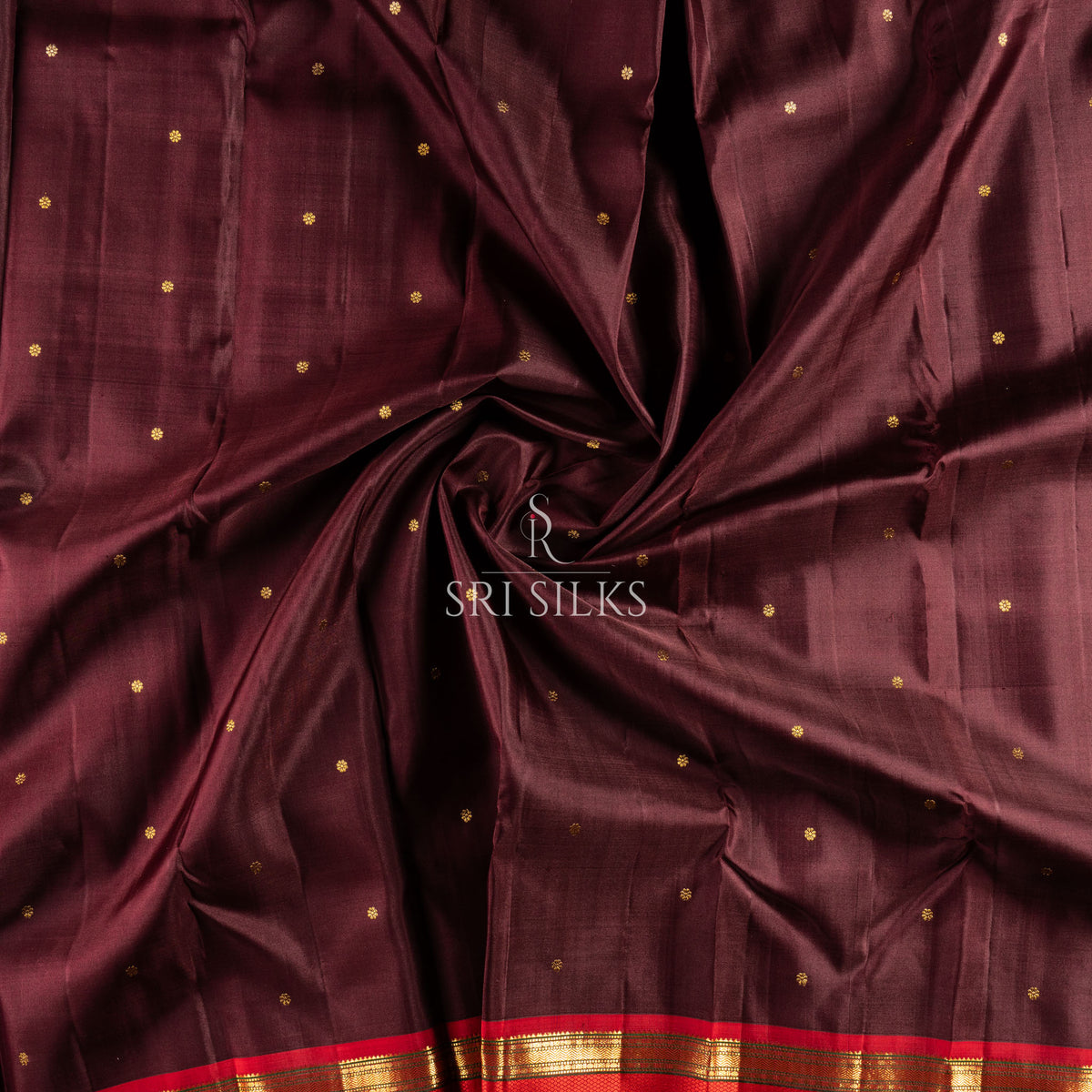 Kanjivaram Silk Saree in Deep Wine & Red with Gold Zari  SSK-KS-WRZG-018