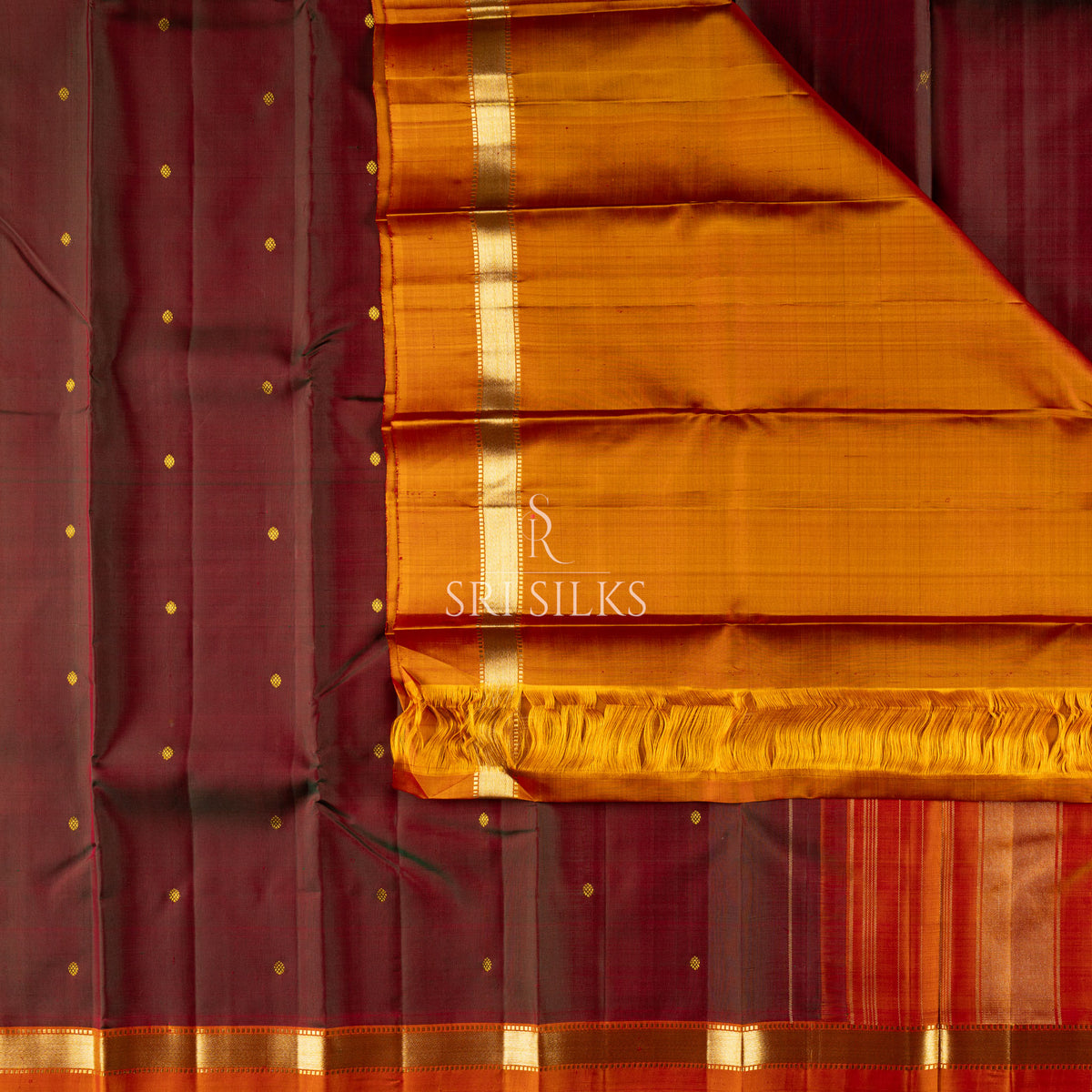Burgundy Kanjivaram Silk Saree with Gold Zari SSK-KS-BURG-025