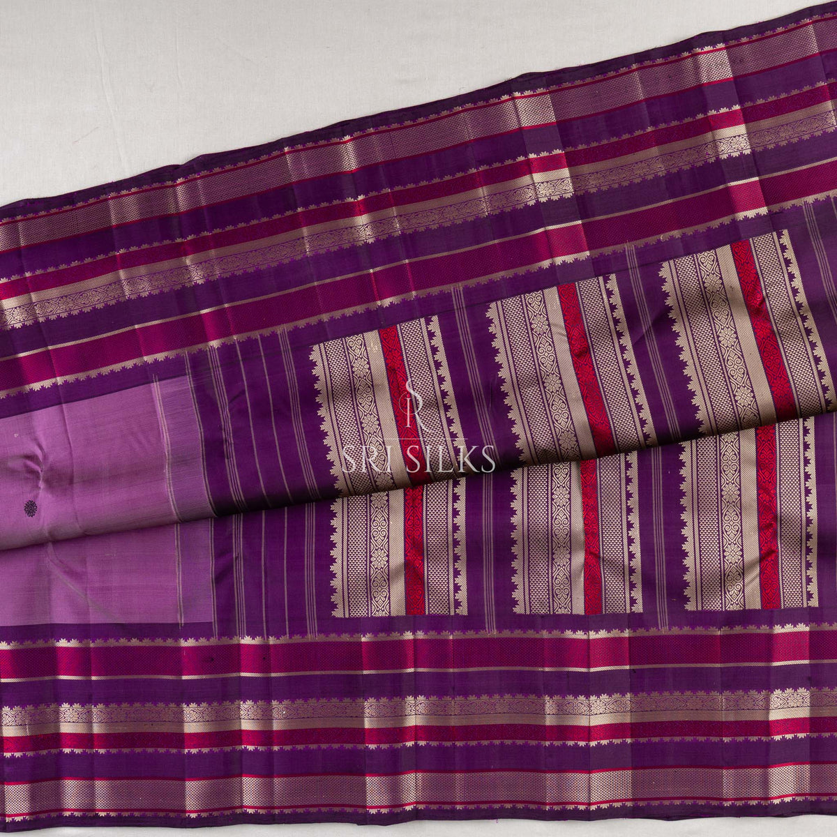 Kanjivaram Silk Saree in Purple with Maroon Zari Border SK-KS-PRPL-063