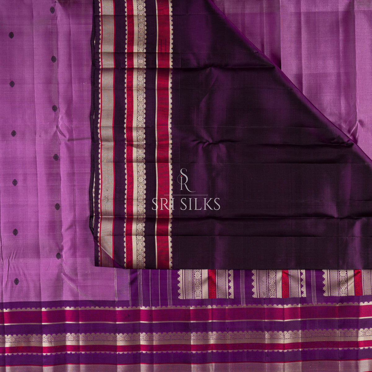Kanjivaram Silk Saree in Purple with Maroon Zari Border SK-KS-PRPL-063