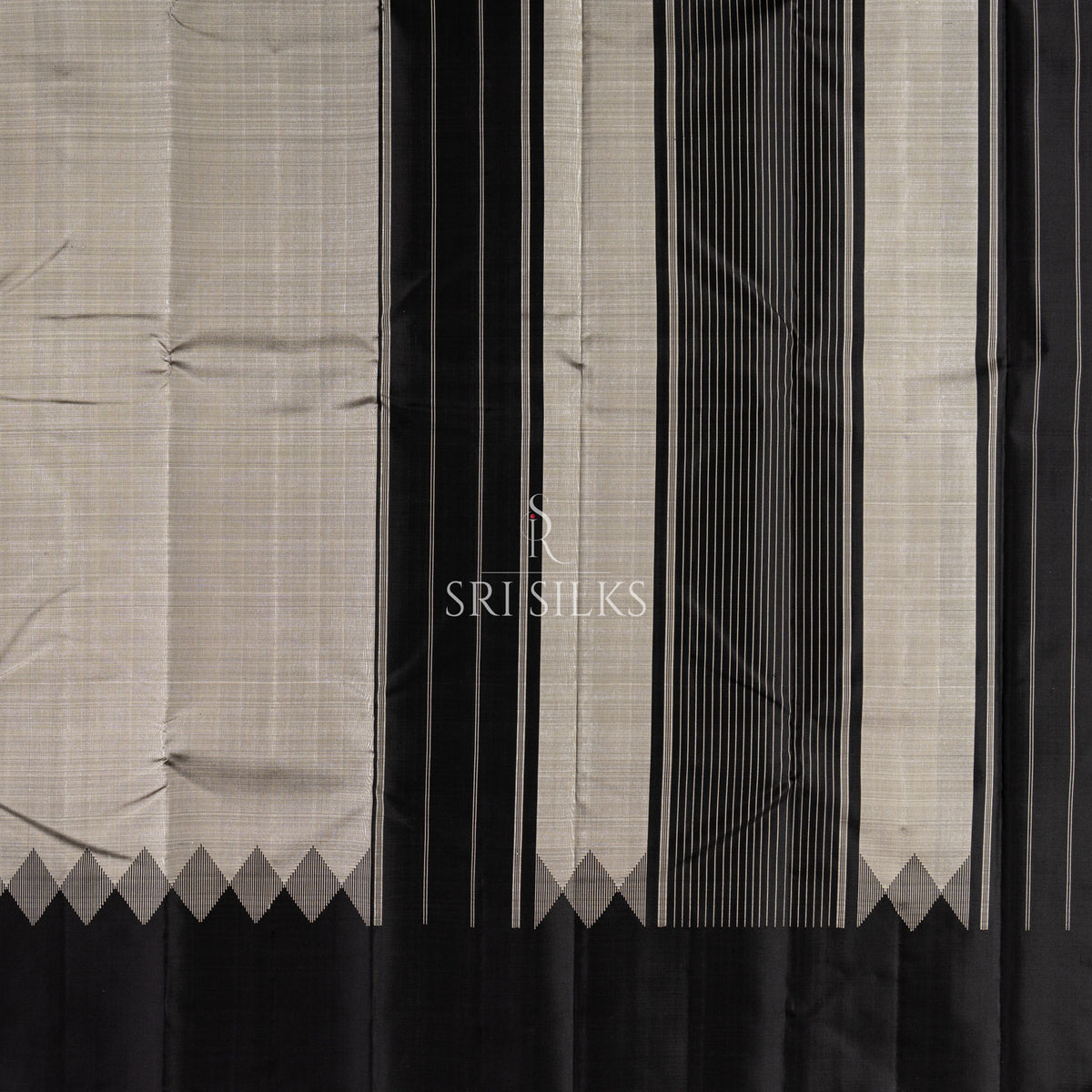 Srisilks Black with Grey Full Silk Kanjivaram Silk Saree SSK-KS-BLKS-060