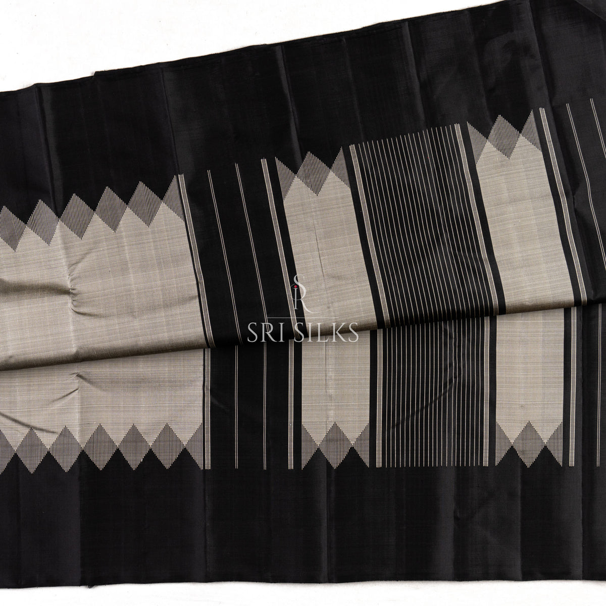 Srisilks Black with Grey Full Silk Kanjivaram Silk Saree SSK-KS-BLKS-060
