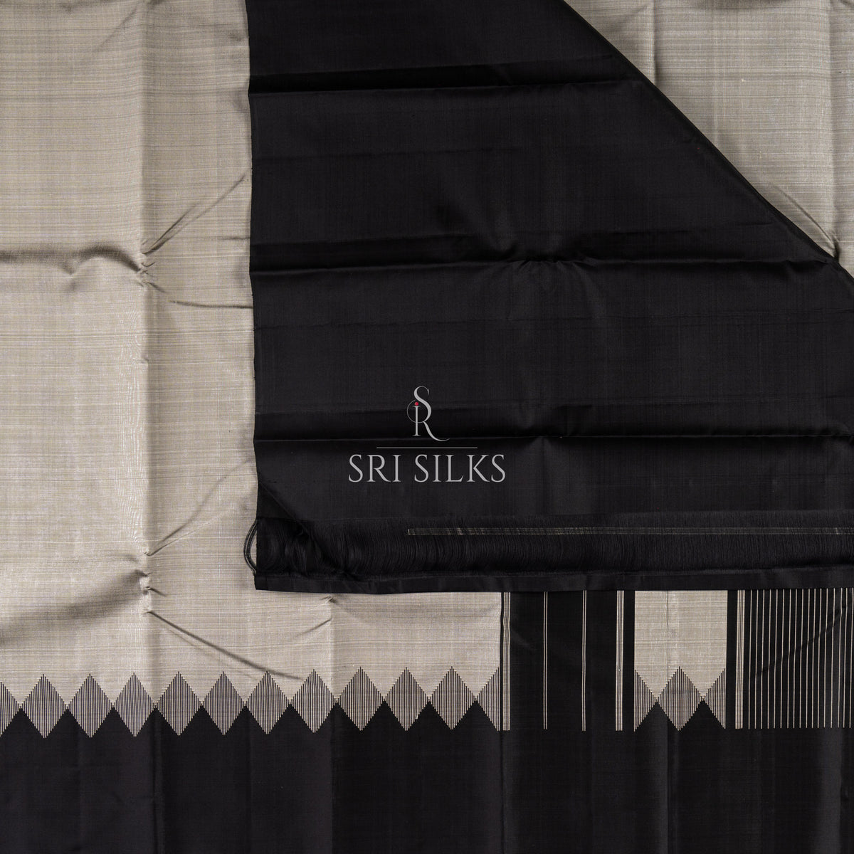 Srisilks Black with Grey Full Silk Kanjivaram Silk Saree SSK-KS-BLKS-060