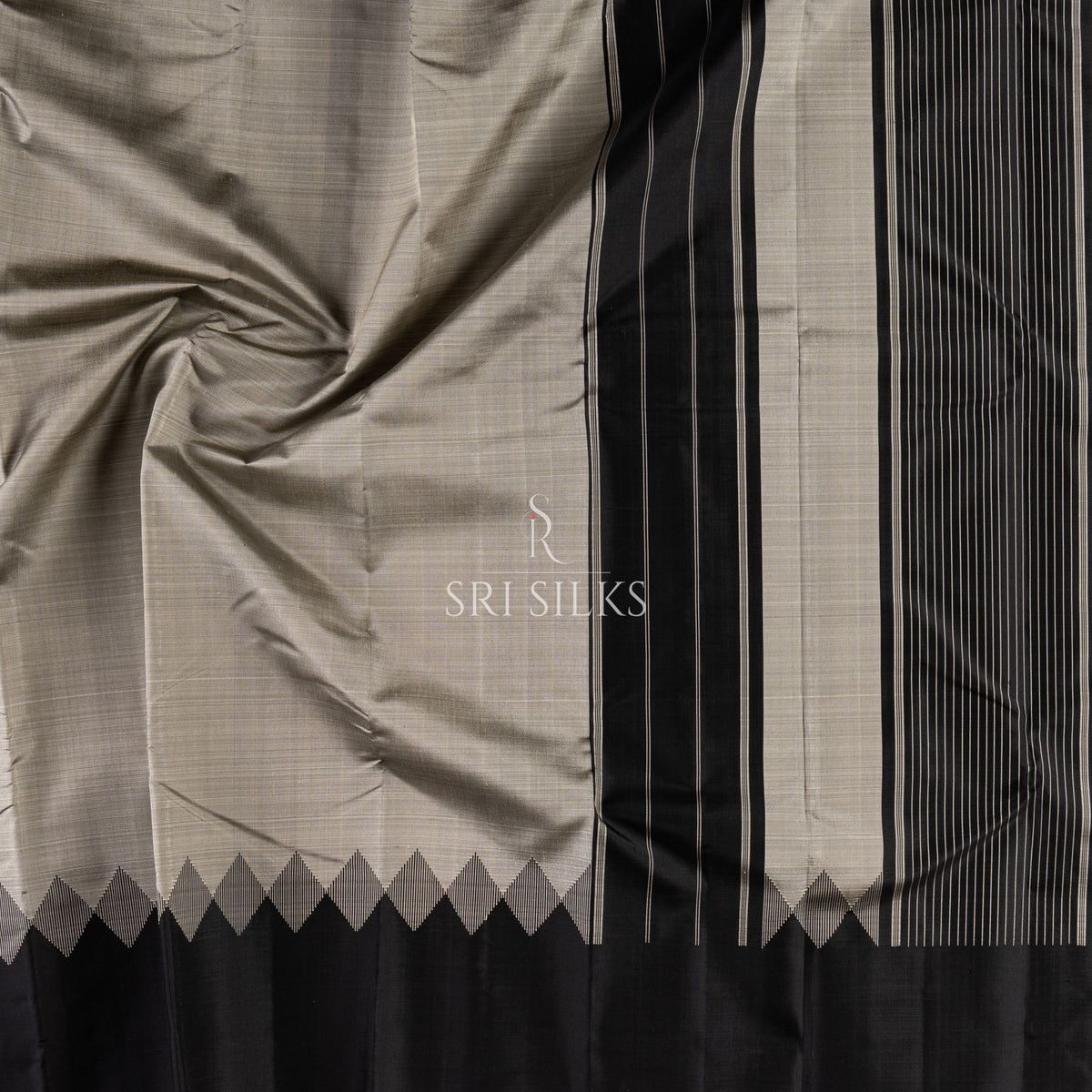 Srisilks Black with Grey Full Silk Kanjivaram Silk Saree SSK-KS-BLKS-060