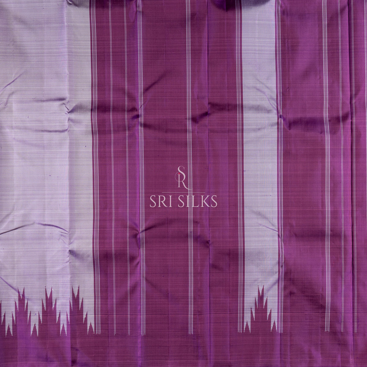 Pure Kanjivaram Silk Saree in Lavender with Purple Temple Border SK-KS-LVPR-062
