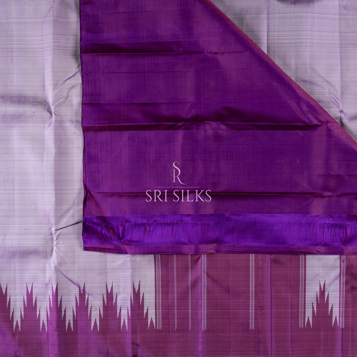 Pure Kanjivaram Silk Saree in Lavender with Purple Temple Border SK-KS-LVPR-062