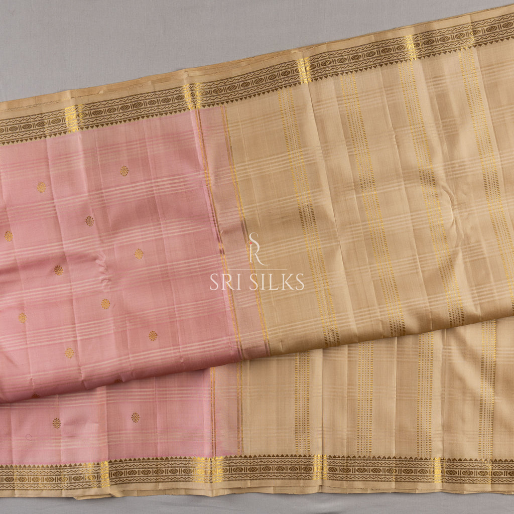Pure Kanjivaram Silk Saree in Rose Pink with Gold Zari SRISILKS-KS-2026-0812-044