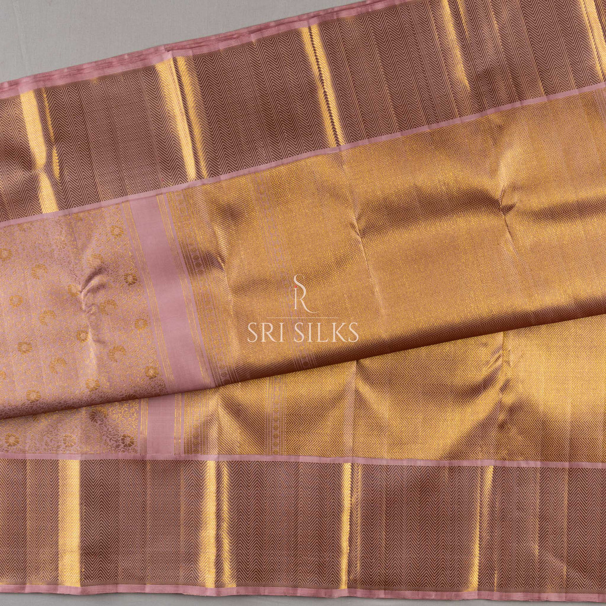 Pure Kanjivaram Silk Saree in Dusty Rose with Gold Zari  SRKJ-DRGZ-041