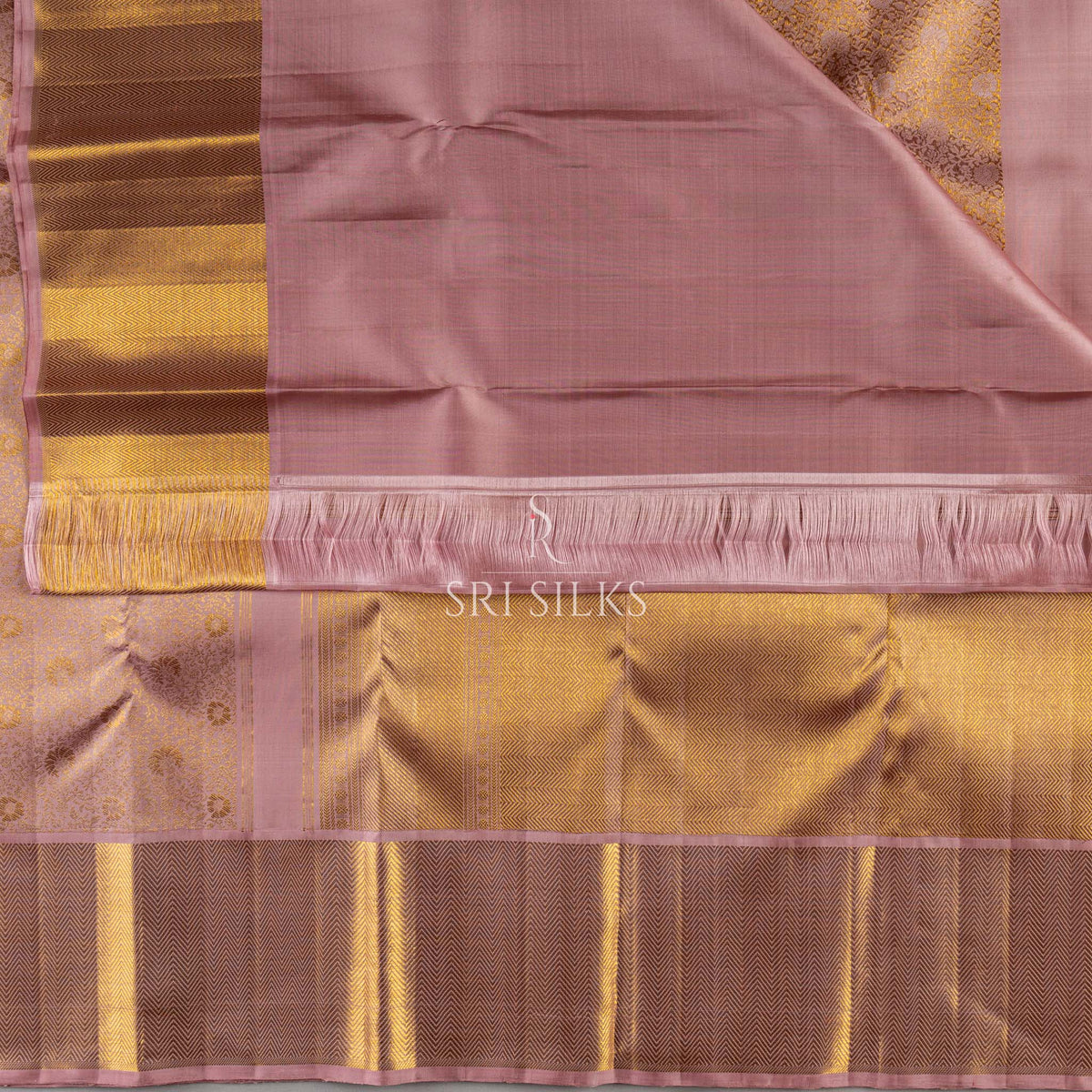 Pure Kanjivaram Silk Saree in Dusty Rose with Gold Zari  SRKJ-DRGZ-041