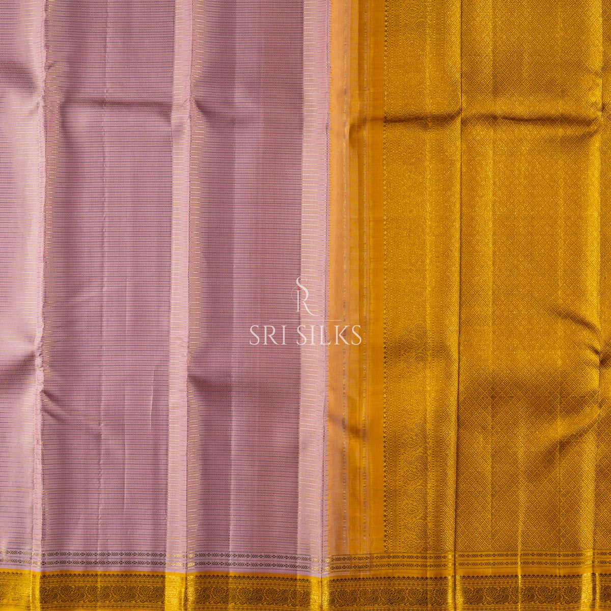 Lavender Kanjivaram Silk Saree with Mustard Gold Zari Border SK-KS-LVMG-054