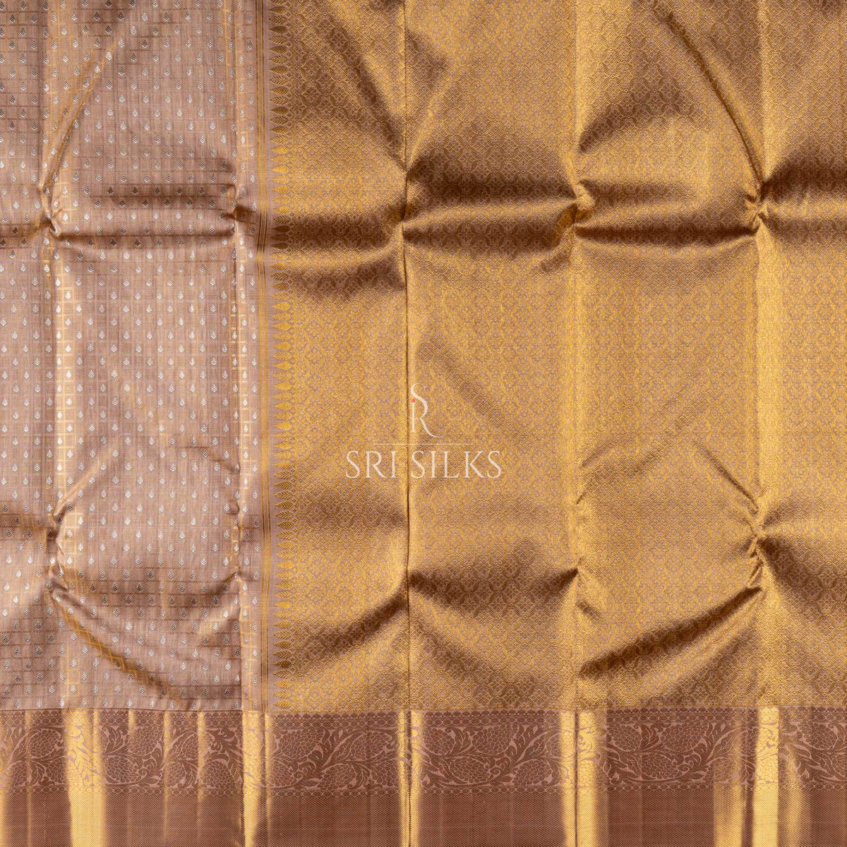 Kanjivaram Silk Saree in Rose Brown with Antique Gold Zari  SRS-KVS-RBAG-049