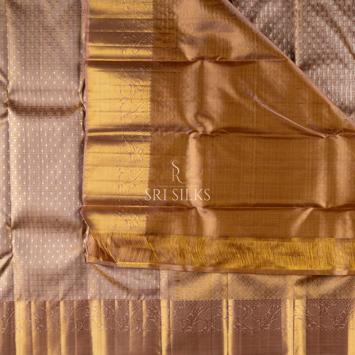 Kanjivaram Silk Saree in Rose Brown with Antique Gold Zari  SRS-KVS-RBAG-049