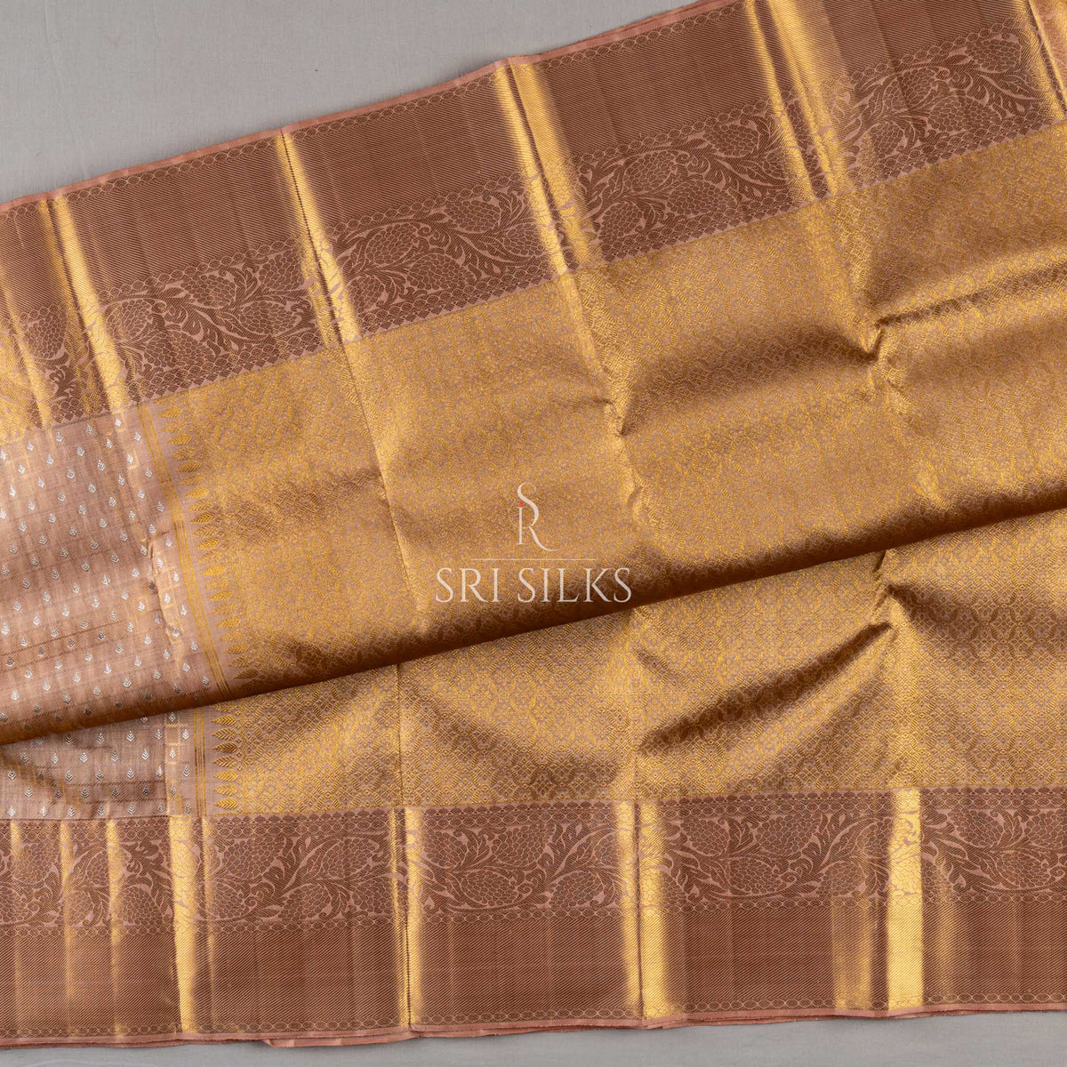 Kanjivaram Silk Saree in Rose Brown with Antique Gold Zari  SRS-KVS-RBAG-049