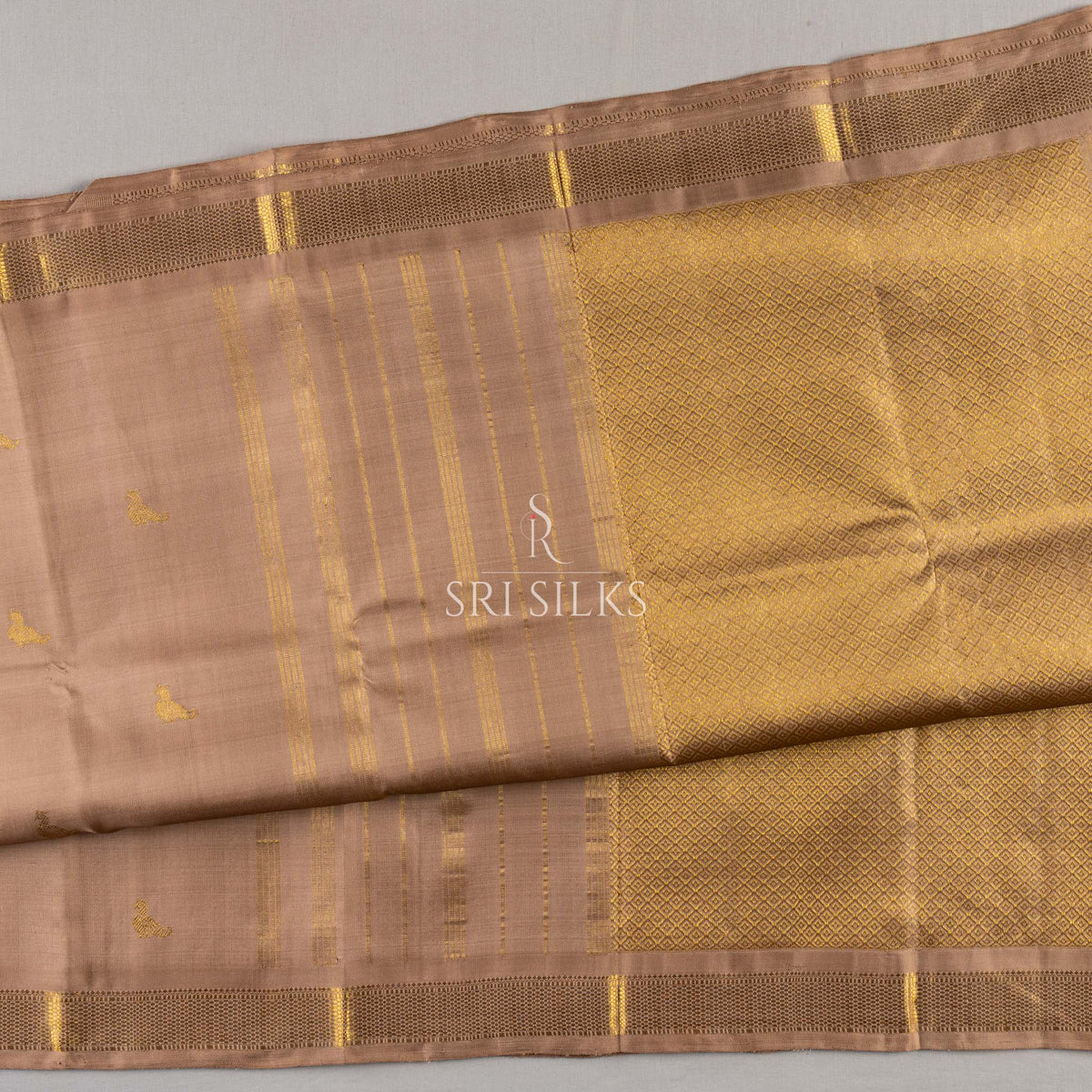 Srisilks Light Biscuit Brown with Gold Kanjivaram Silk Saree -SS-KS-IG-067