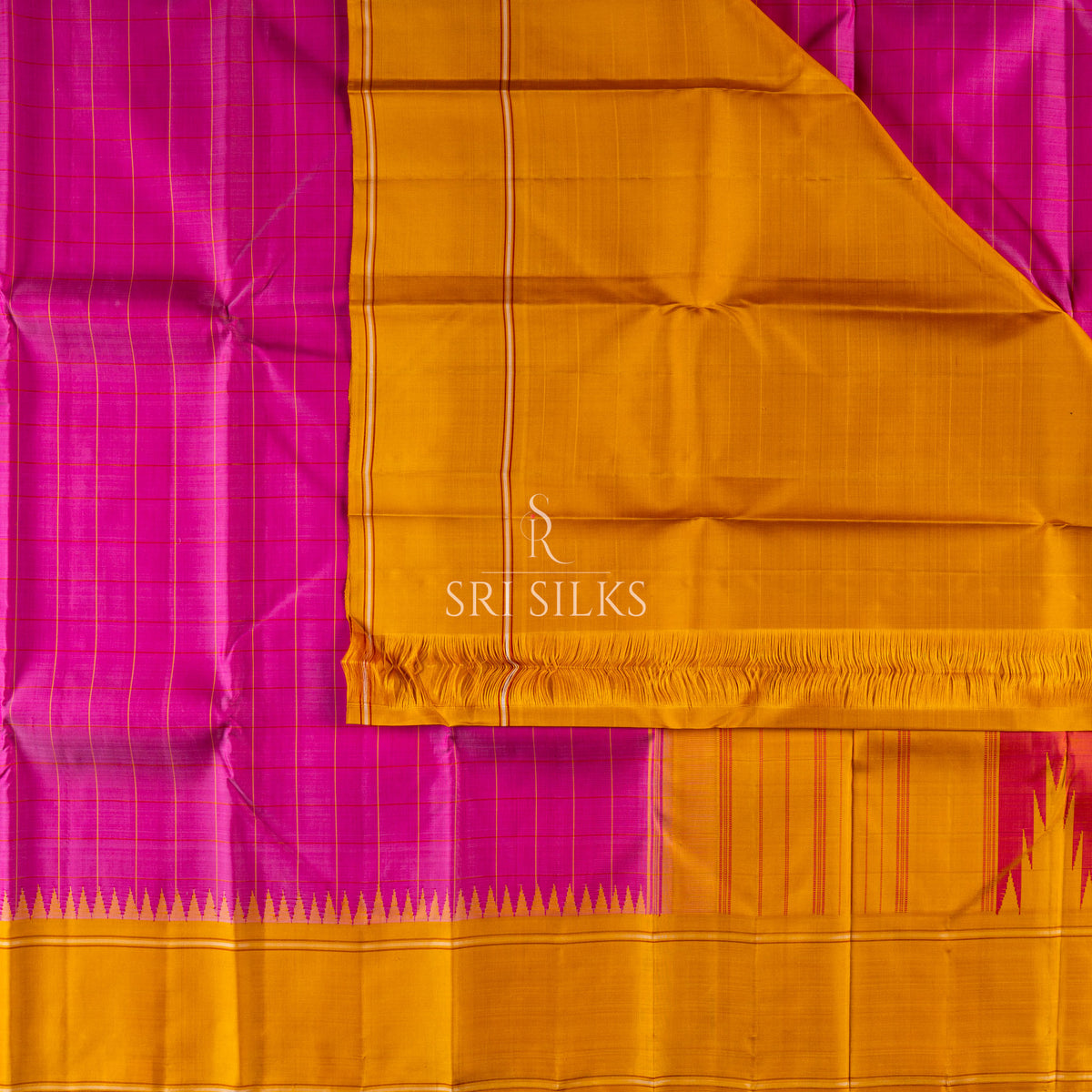 Kanjivaram Silk Saree in Magenta with Mustard Gold Zari SSK-KS-MGGO-064