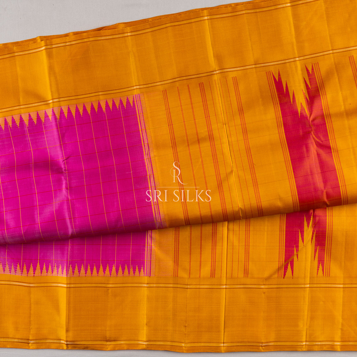 Kanjivaram Silk Saree in Magenta with Mustard Gold Zari SSK-KS-MGGO-064