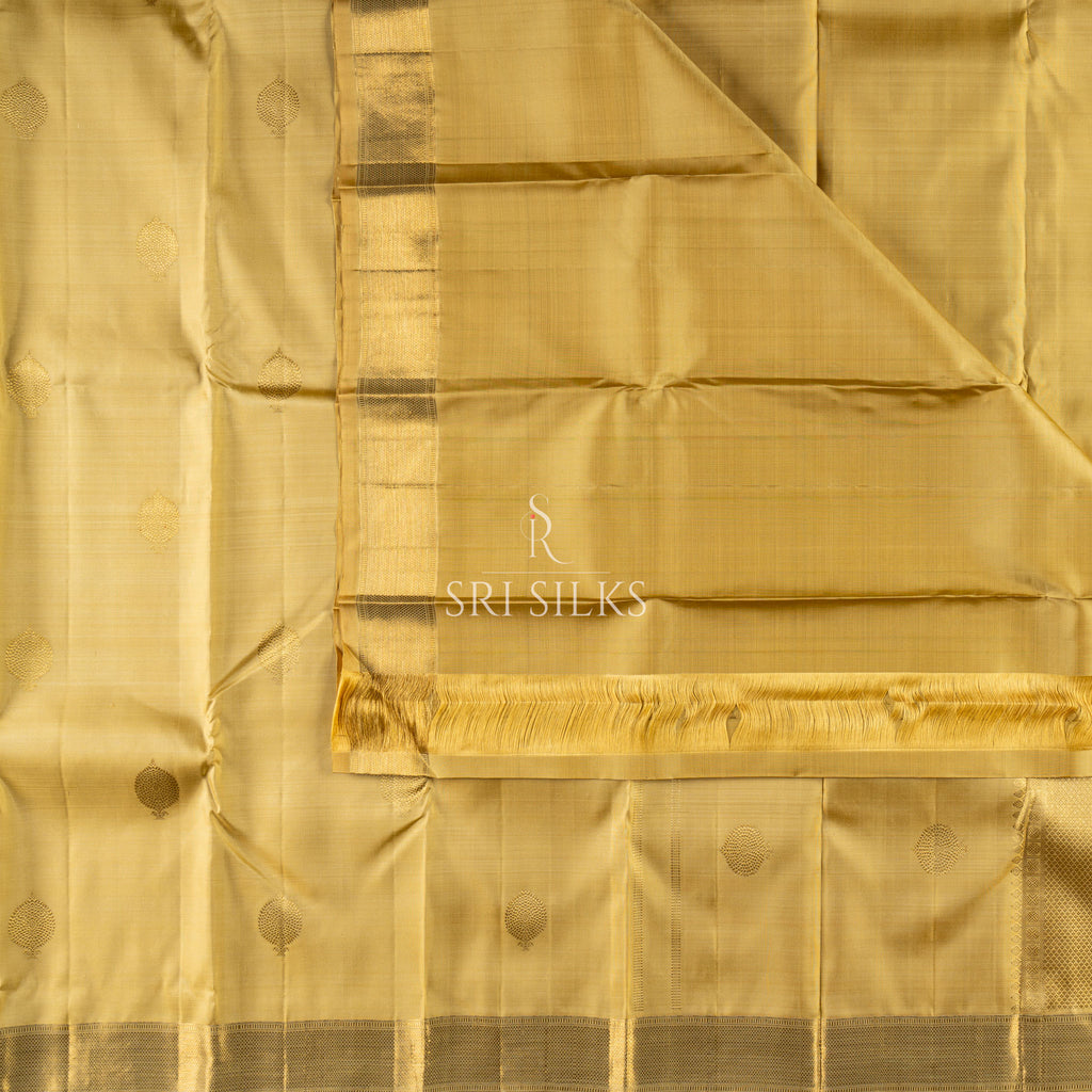 Golden Kanjivaram Silk Saree with Zari Leaf Motifs RS-KAN-GLD-052