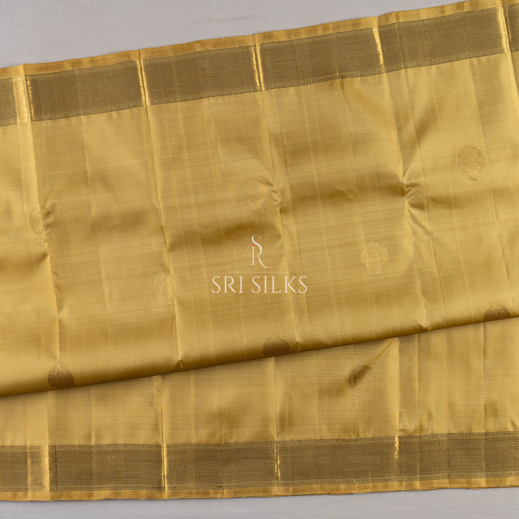 Golden Kanjivaram Silk Saree with Zari Leaf Motifs RS-KAN-GLD-052