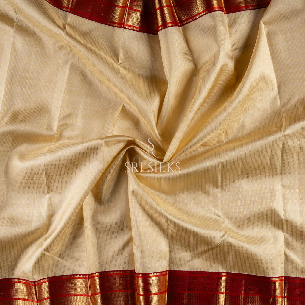 Srisilks Off White with Red Kanjivaram Ilks Saree -SS-KS-IG-051