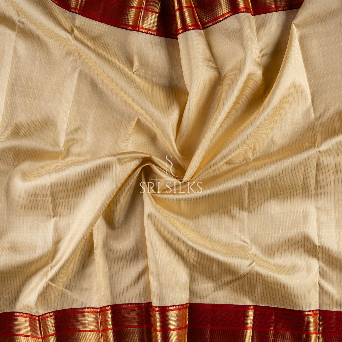 Srisilks Off White with Red Kanjivaram Ilks Saree -SS-KS-IG-051