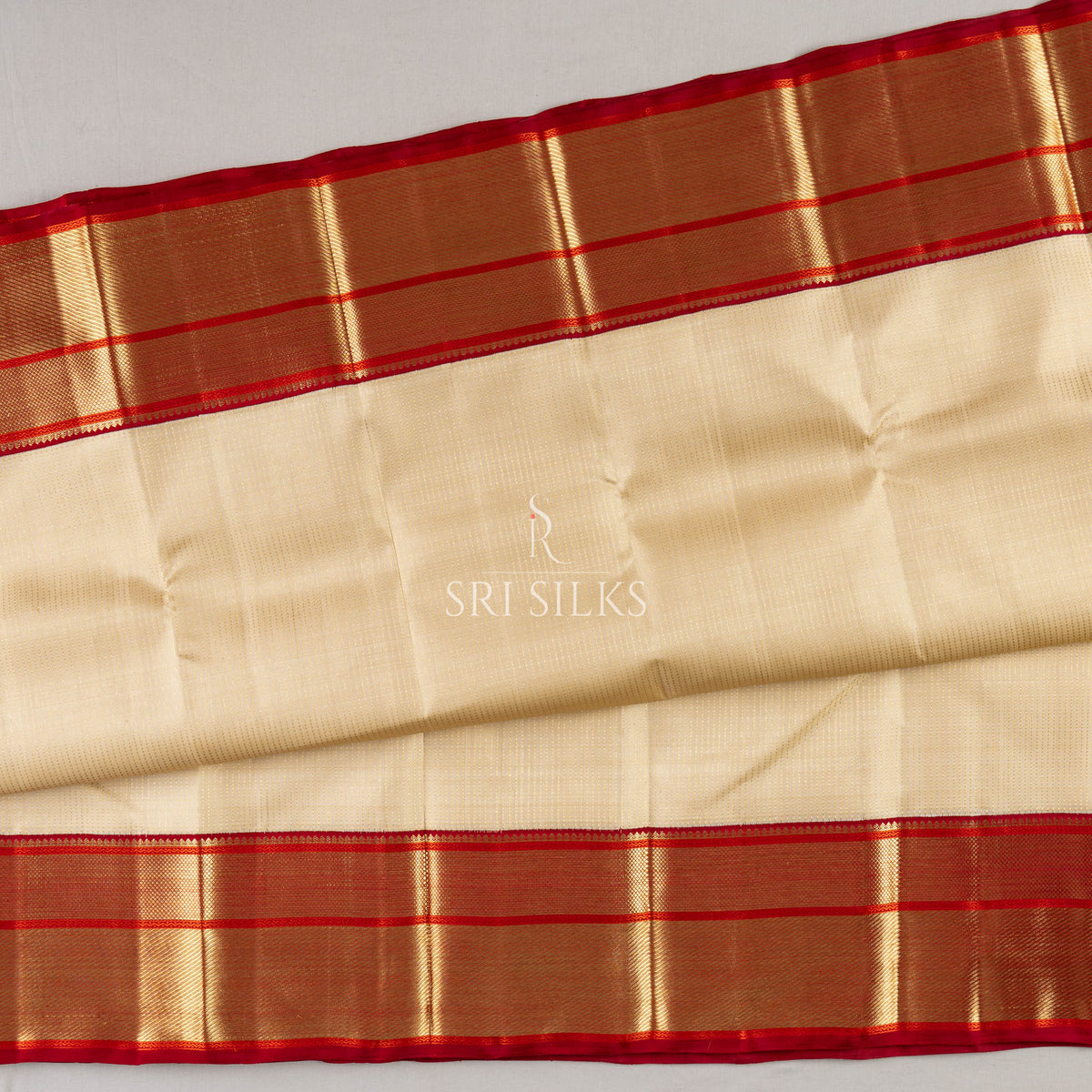 Srisilks Off White with Red Kanjivaram Ilks Saree -SS-KS-IG-051