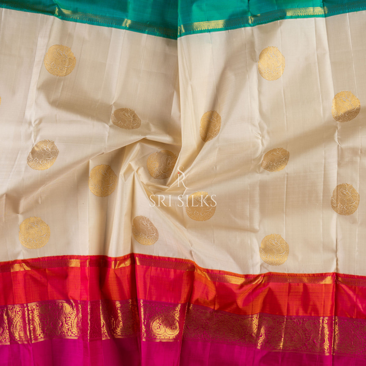 Srisilks Ganga Jamuna Border with Pink and Blue body cream Kanjivaram Silk Saree -SS-KS-IG-065