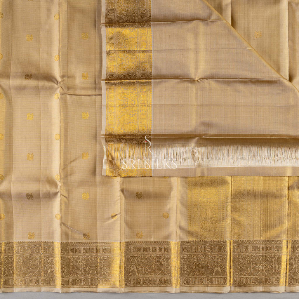 Kanjivaram Silk Saree in Beige Gold with Rich Gold Zari SK-KS-BEIG-068